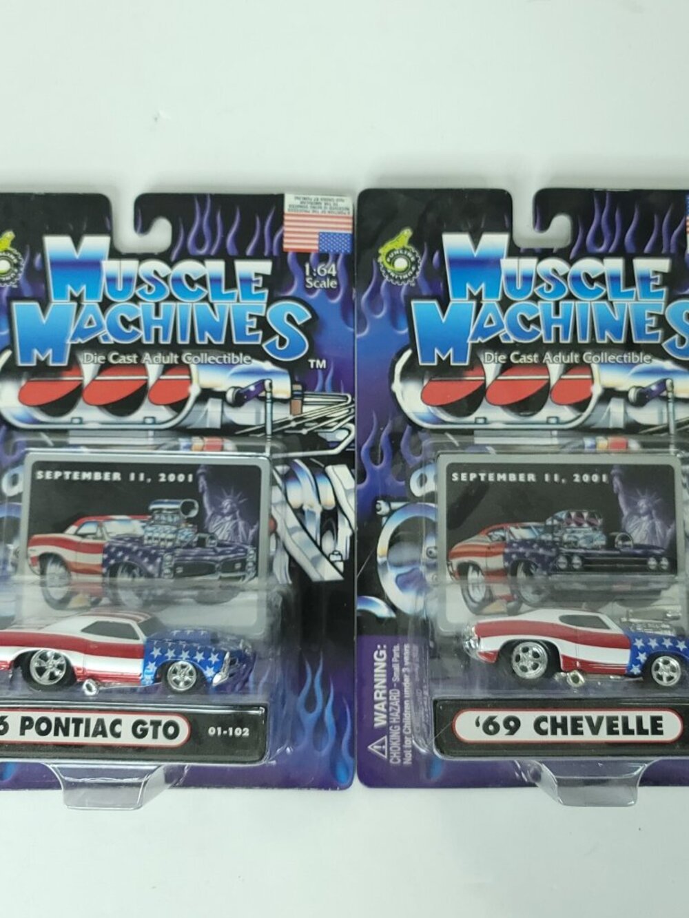 September 11 Muscle Machines '66 Pontiac GTO '69 Chevelle 9/11 Stars Stripes Lot